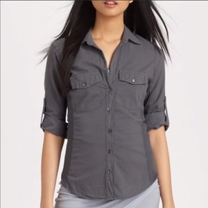 James Perse Contrast Ribbed Surplus Button Down